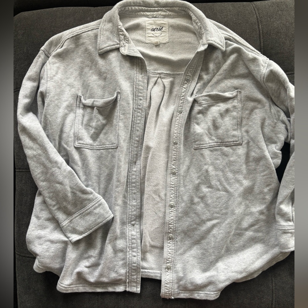Aerie Gray Button-Up Shirt